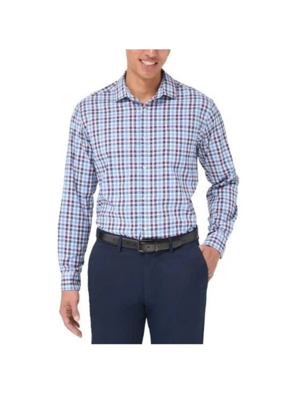 NWT Kirkland Signature Men's M Performance Sport Dress Shirt Plaid